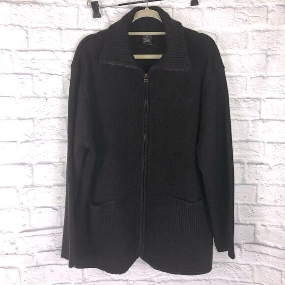 KC collection full zip turtleneck sweater jacket brown sz 2X - Picture 1 of 14